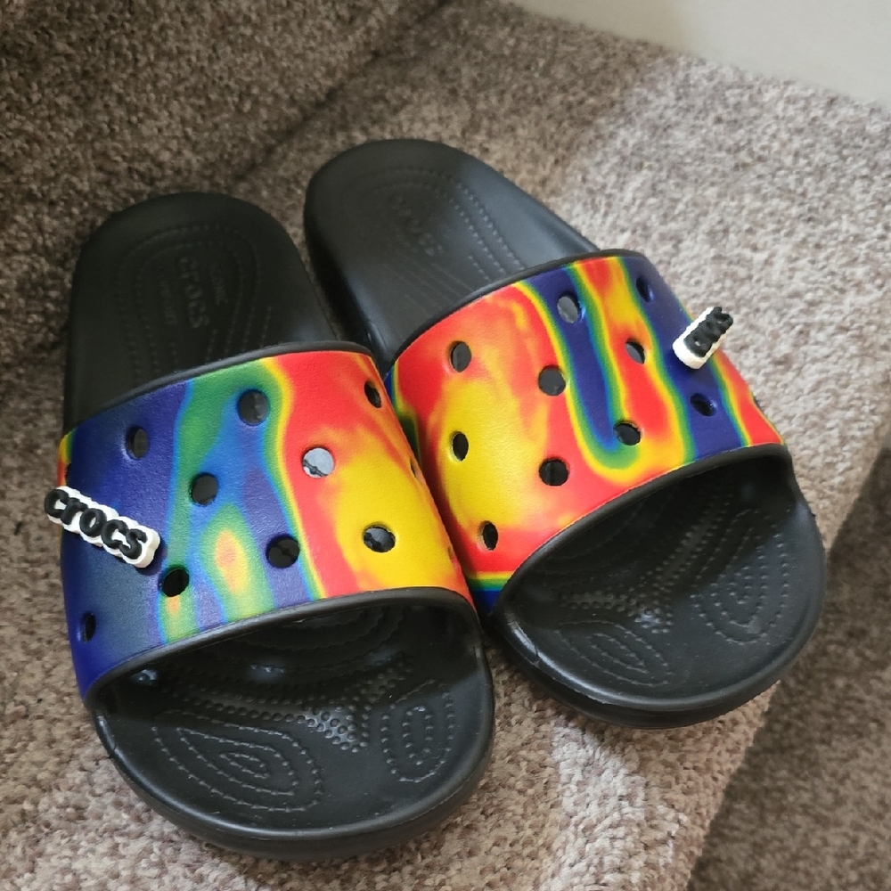 CROCS Womens Multicolor Slide Sandals